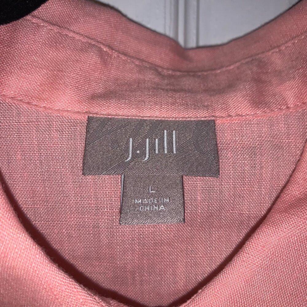 J Jill Pink Linen Shirt Women's Size L Button Up Summer Layering Beach Travel - Picture 5 of 6